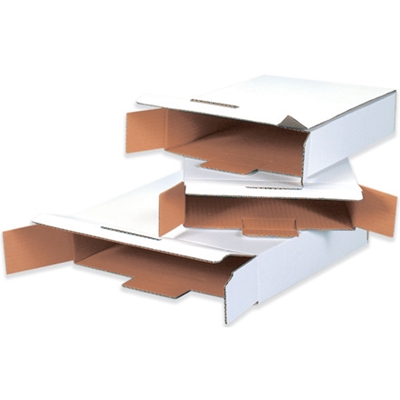 11 1/8 x 8 5/8 x 2 1/2" White Side Loading Locking Mailers - 50/Bundle