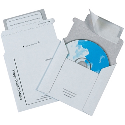 5 1/8 x 5" Foam Lined White CD Mailers - 100/Case