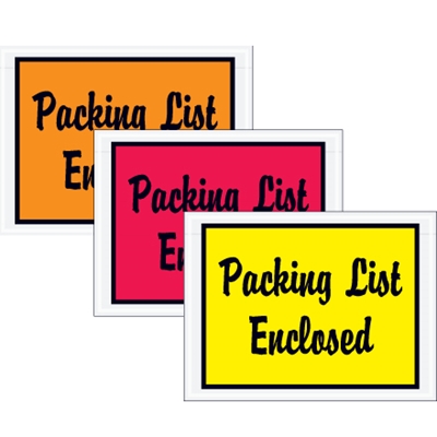 4 1/2 x 6" Orange "Packing List Enclosed" Envelopes - 1000/Case
