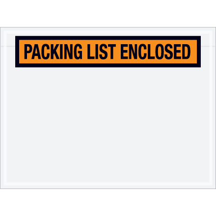 4 1/2 x 6" Orange "Packing List Enclosed" Envelopes - 1000/Case