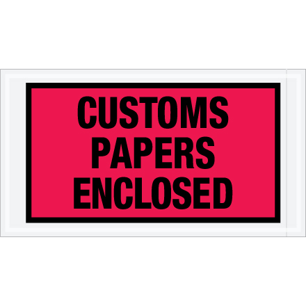 5 1/2 x 10" Red "Customs Papers Enclosed" Envelopes - 1000/Case