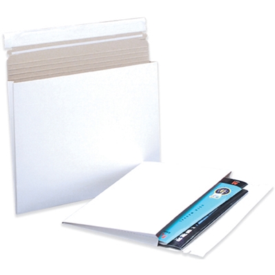 12 1/2 x 9 1/2 x 1" White Gusseted Flat Mailers - 100/Case