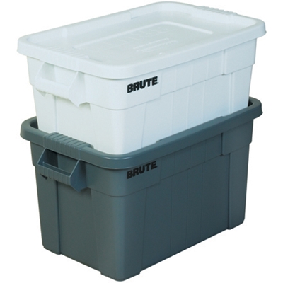 28 x 18 x 15" White Brute® Totes with Lid - 1/Each