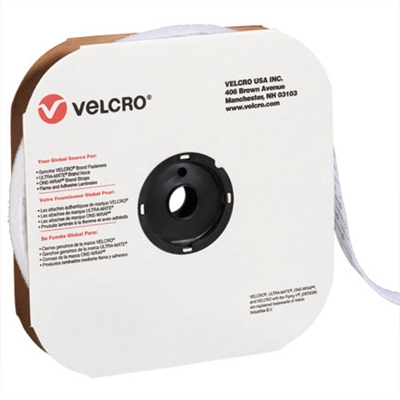 1 1/2" x 75' - Hook - White VELCRO® Brand Tape - Individual Strips - 1/Case