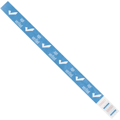 3/4 x 10" Blue "Age Verified" Tyvek® Wristbands - 500/Case
