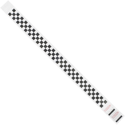 3/4 x 10" Black Checkerboard Tyvek® Wristbands - 500/Case