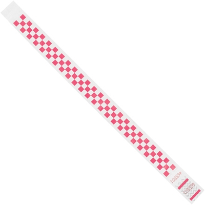3/4 x 10" Pink Checkerboard Tyvek® Wristbands - 500/Case