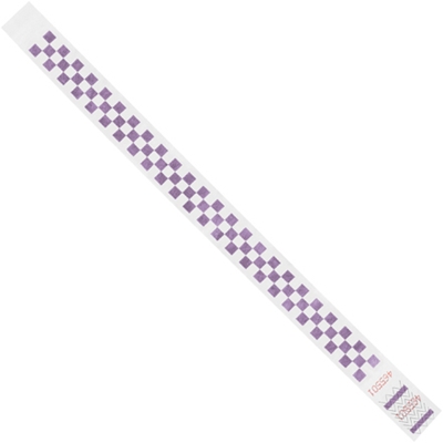 3/4 x 10" Purple Checkerboard Tyvek® Wristbands - 500/Case