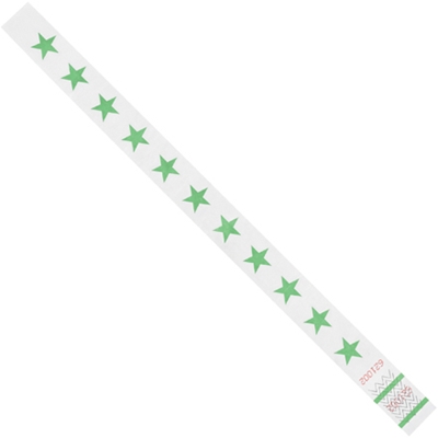 3/4 x 10" Green Stars Tyvek® Wristbands - 500/Case