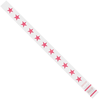 3/4 x 10" Pink Stars Tyvek® Wristbands - 500/Case