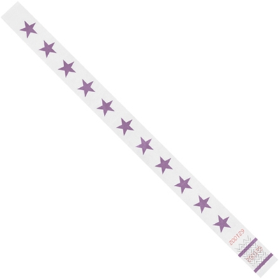 3/4 x 10" Purple Stars Tyvek® Wristbands - 500/Case