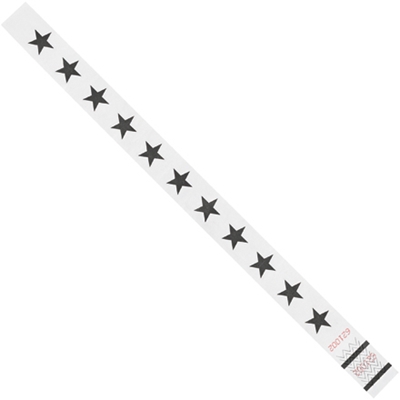 3/4 x 10" White Stars Tyvek® Wristbands - 500/Case