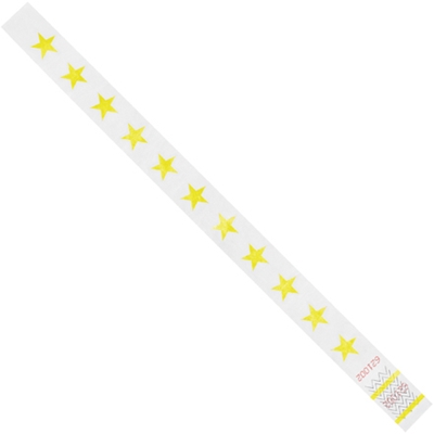 3/4 x 10" Yellow Stars Tyvek® Wristbands - 500/Case