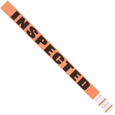 3/4 x 10" Orange "Inspected" Tyvek® Wristbands - 500/Case