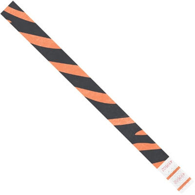 3/4 x 10" Orange Zebra Stripe Tyvek® Wristbands - 500/Case