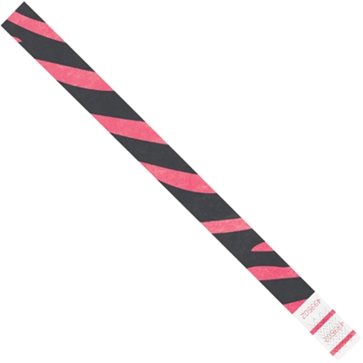 3/4 x 10" Pink Zebra Stripe Tyvek® Wristbands - 500/Case