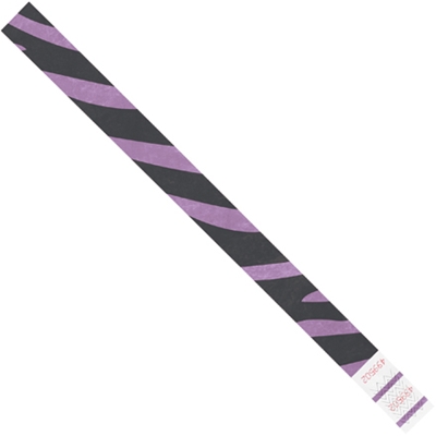 3/4 x 10" Purple Zebra Stripe Tyvek® Wristbands - 500/Case