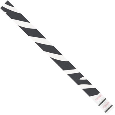 3/4 x 10" White Zebra Stripe Tyvek® Wristbands - 500/Case