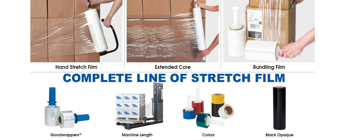 Complete line of packaging stretch film
